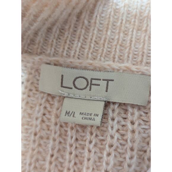 NWOT! LOFT! PALE PEARL PINK DECONSTRUCTED V-NECK OVERSIZED SWEATER! SZ M/L - Picture 7 of 9